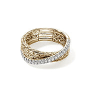 JOHN HARDY Essential 14K Yellow Gold Diamond Pavé Crossover Ring 7mm