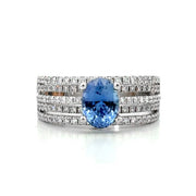 18K White Gold Open Row Diamond and Sapphire Ring