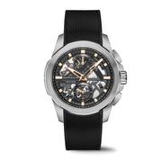 NORQAIN Independence Skeleton Chrono 42mm Automatic Black Rubber Strap Watch