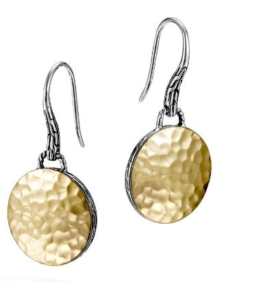 Palu Hammered Gold & Silver Round Drop Earrings