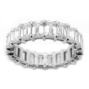 18K White Gold Emerald Diamond Eternity Wedding or Anniversary Band