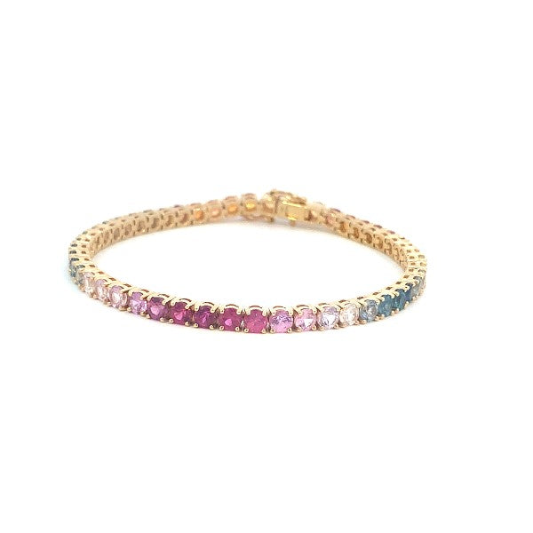 18K Yellow Gold Rainbow Tennis Bracelet