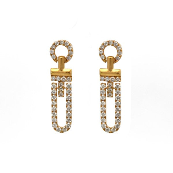 18K Yellow Gold Diamond Drop Earrings