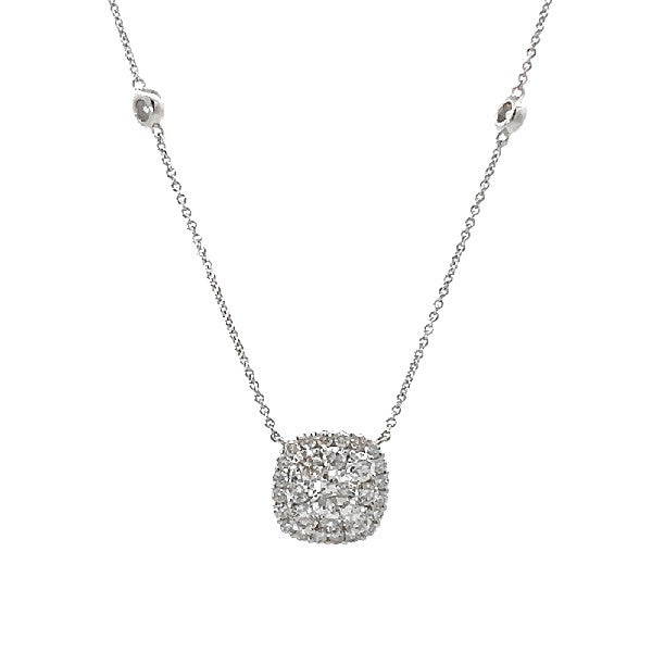 14K White Gold Diamond Cluster Necklace