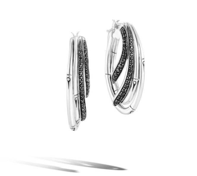 JOHN HARDY Bamboo Black Sapphire Hoop Earrings - FINAL SALE