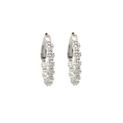 14K White Gold Small Oval Inside/Out Diamond Hoop Earrings 1.54cttw