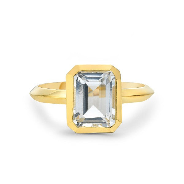 14K White Gold White Topaz Ring