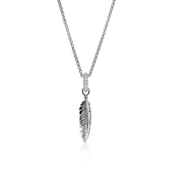 JOHN HARDY Modern Talismans Diamond Feather Pendant Necklace
