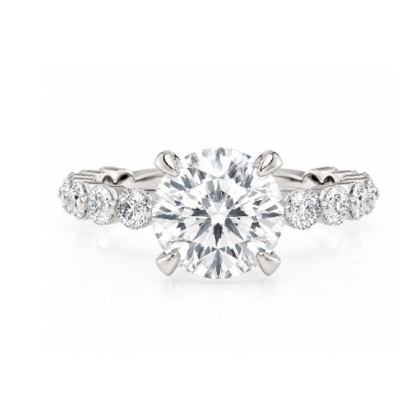 MICHAEL M 18K White Gold Side Stone Engagement Ring