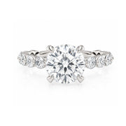 MICHAEL M 18K White Gold Side Stone Engagement Ring
