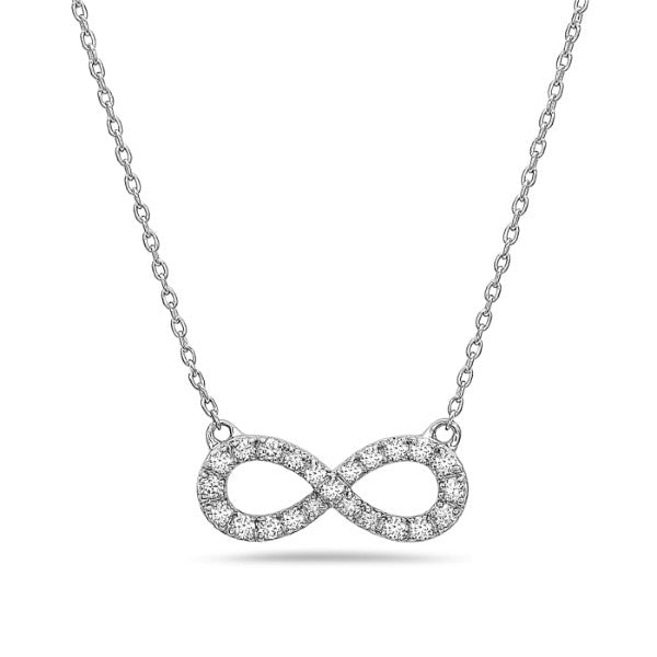 14K White Gold Diamond Infinity Necklace