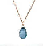 Load image into Gallery viewer, 14K Rose Gold London Blue Topaz Briolette Necklace
