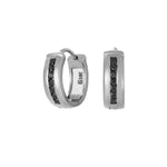 Load image into Gallery viewer, SETHI COUTURE 18K White Gold Nova Black Diamond Huggies
