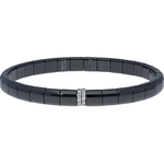 Load image into Gallery viewer, ROBERTO DEMEGLIO Pura Stretch Black Ceramic Bracelet With 2 Vertical Diamond Bars in 18K White Gold
