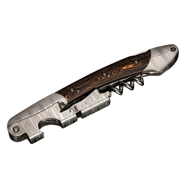 WILLIAM HENRY Tannin Carbon Fiber and Damascus Steel Wine Opener and Corkscrew