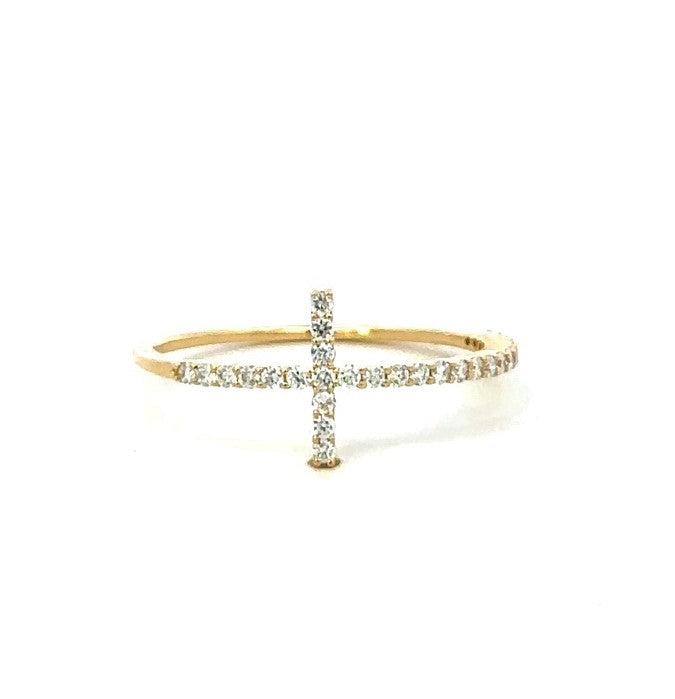 Sideways Cross Diamond Ring