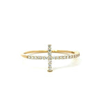 Load image into Gallery viewer, 18K Yellow Gold Sideways Cross Diamond Ring