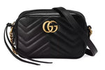 Load image into Gallery viewer, Pre-Owned GUCCI Calfskin Matelasse Small GG Marmont Chain Shoulder Bag Black

