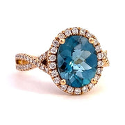 Blue Topaz and Diamond Ring