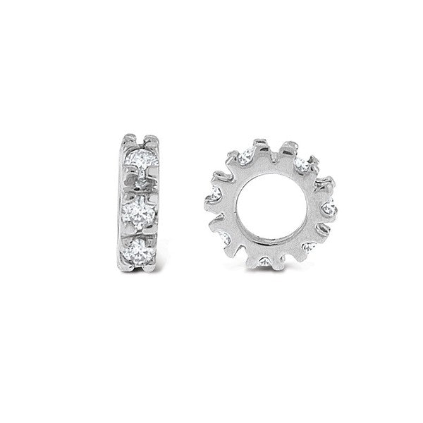 14K White Gold Diamond Slip-On Spacer Diamond Charm