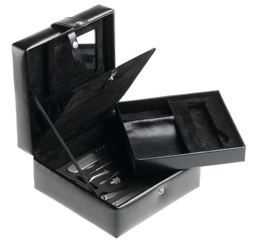 Savile Row Leather Jewelry Box with Grooming Set