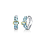 Load image into Gallery viewer, SLOANE STREET Sterling Silver &amp; 18K Yellow Gold Swiss Blue Topaz Huggie Hoops