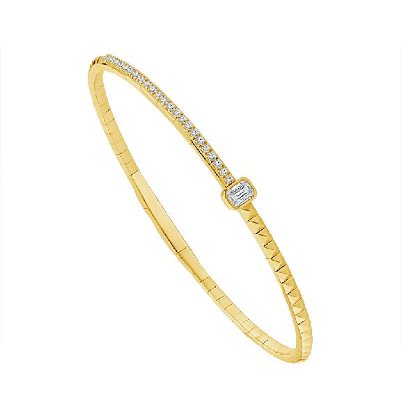 14K Yellow Gold Flexible 1/2 Diamond Bangle Bracelet