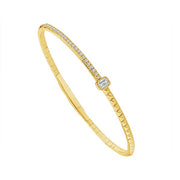 14K Yellow Gold Flexible 1/2 Diamond Bangle Bracelet
