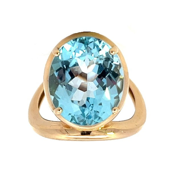 14K Yellow Gold Blue Topaz Fashion Ring