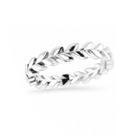 Load image into Gallery viewer, 14K White Gold Textured Leaf Ring