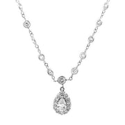 18K White Gold Pear Diamond Necklace
