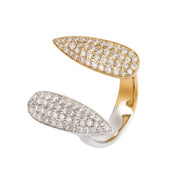 18K White & Yellow Gold Bypass Pave' Diamond Ring
