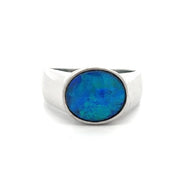 18K White Gold Australian Opal Doublet Ring