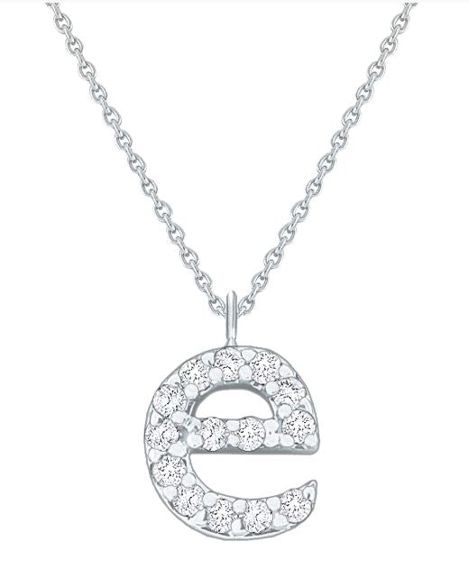 Diamond Baby Typewriter "e" Initial Necklace