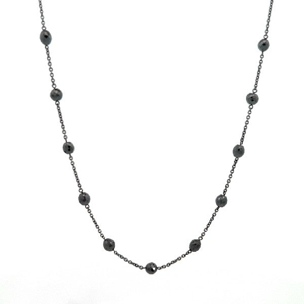 18K White Gold Black Rhodium Black Diamond Briolette Necklace