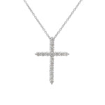 Load image into Gallery viewer, 14K White Gold Diamond Cross Necklace