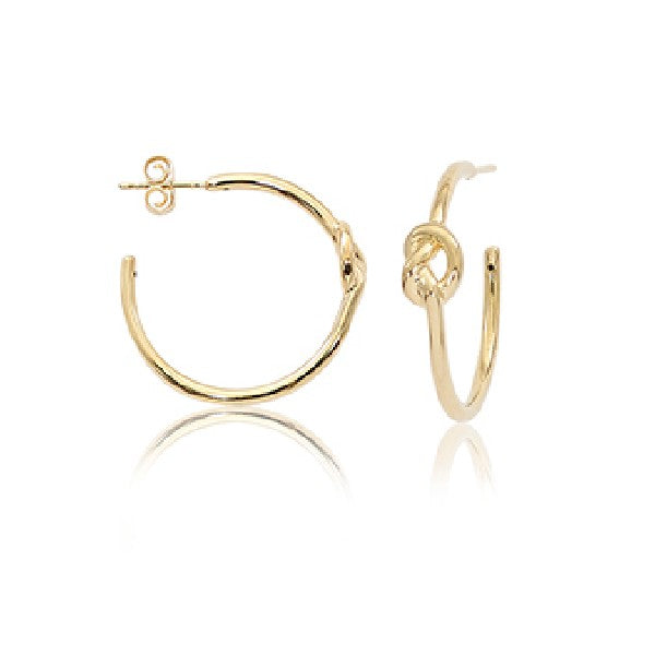 14K Yellow Gold Knot Hoop Earrings