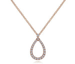 Load image into Gallery viewer, 14K Rose Gold Open Teardrop Diamond Necklace
