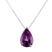 14K White Gold Pear Amethyst Necklace