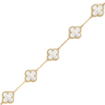 Load image into Gallery viewer, 14K Yellow Gold and Mother of Pearl Clover Bracelet
