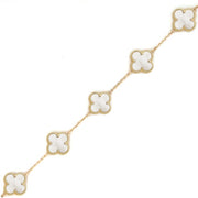 14K Yellow Gold and Mother of Pearl Clover Bracelet