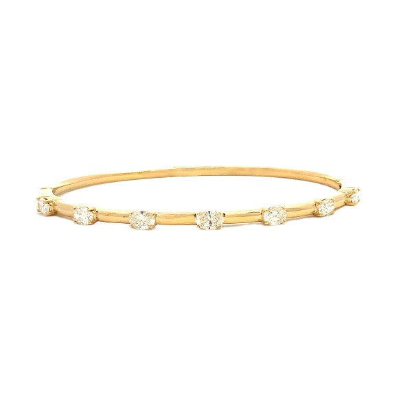 18K Yellow Gold Oval Diamond Bangle Bracelet
