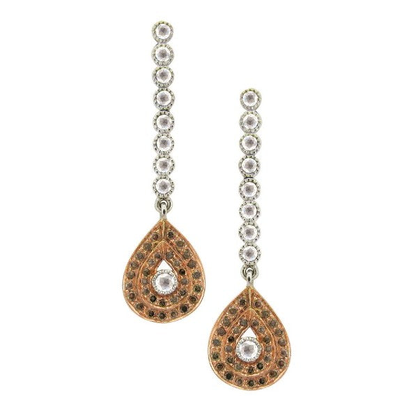 SETHI COUTURE 18K White & Rose Gold Champagne Diamond Teardrop Earrings