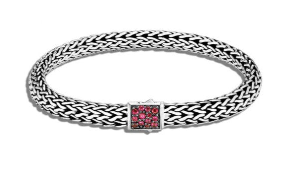 Classic Chain Black Sapphire And Ruby Reversible Icon Bracelet
