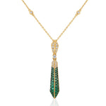 Load image into Gallery viewer, 14K Yellow Gold Emerald and Diamond Pendant Necklace

