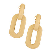 18K Yellow Gold Flat Oval Link Drop Earrings