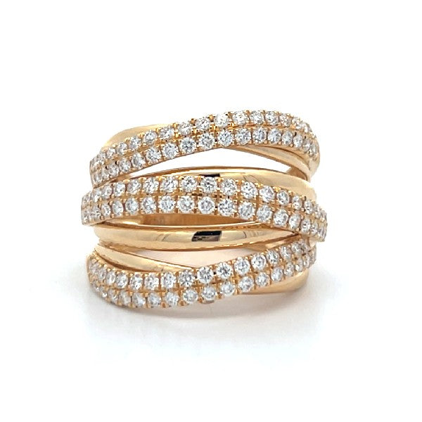 18K Yellow Gold Crossover Diamond Ring