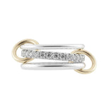 Load image into Gallery viewer, SPINELLI KILCOLLIN Sterling Silver and 18K Yellow Gold Petunia SG Three Link Diamond Ring
