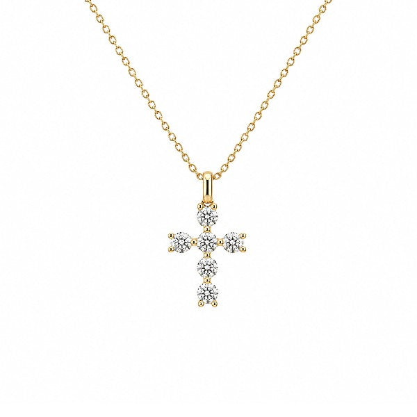 14K Yellow Gold Diamond Cross Pendant
