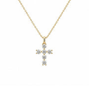 14K Yellow Gold Diamond Cross Pendant
